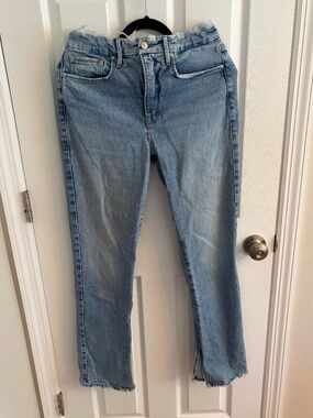 Good American Good Boy distressed split hem women's jeans size 4 / 27
